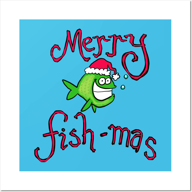 Merry Christmas fishmas Wall Art by wolfmanjaq